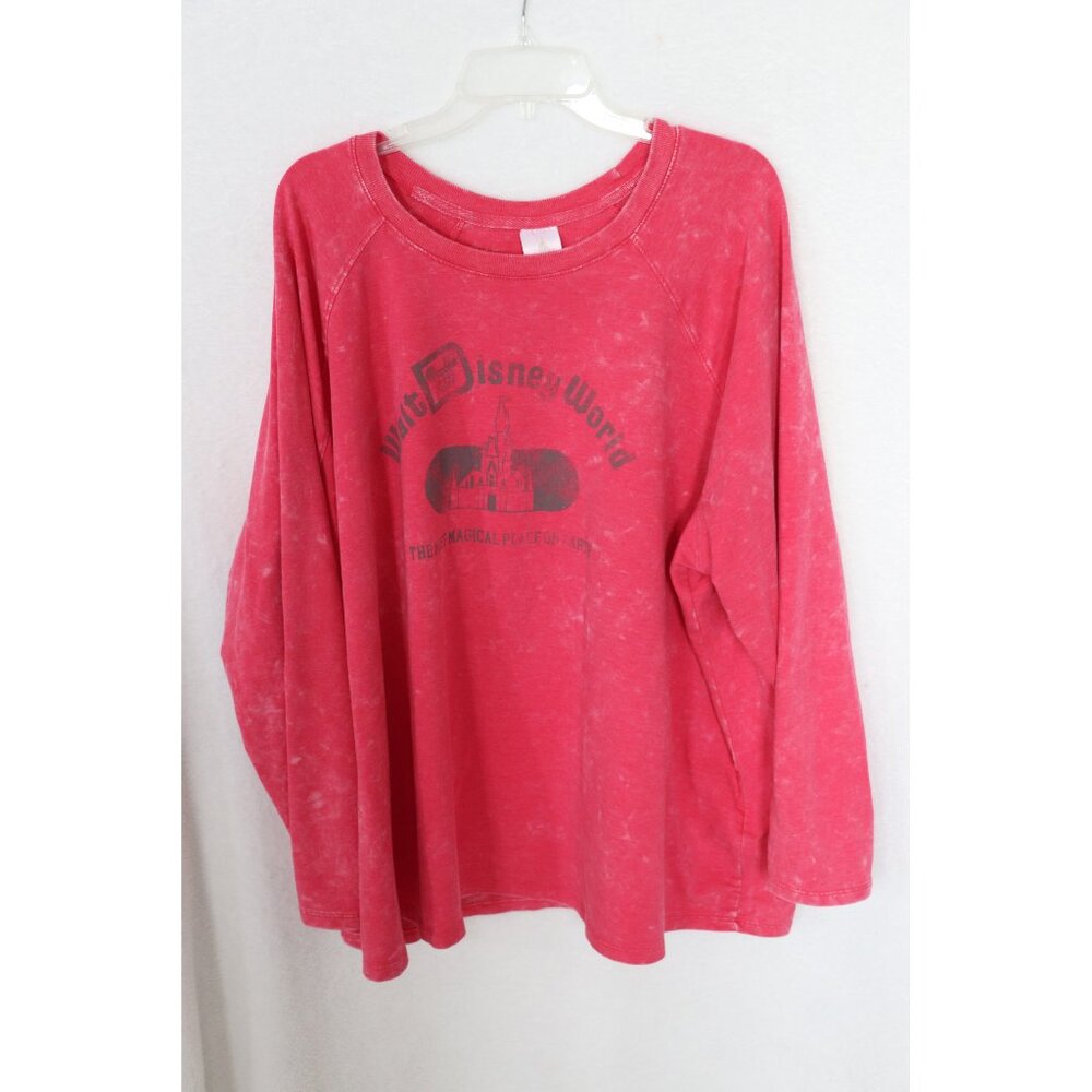 Disney long sleeve Disney World logo tee, red grunge, 3X